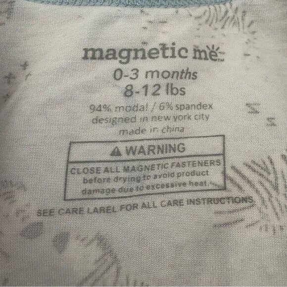 Magnetic Me Blue Zebra Print Kids Footie Onesie 8-12 lbs 0-3 mo preworn great co - Picture 3 of 10